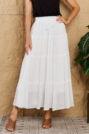 Places To Go Tiered Maxi Skirt in Ivory