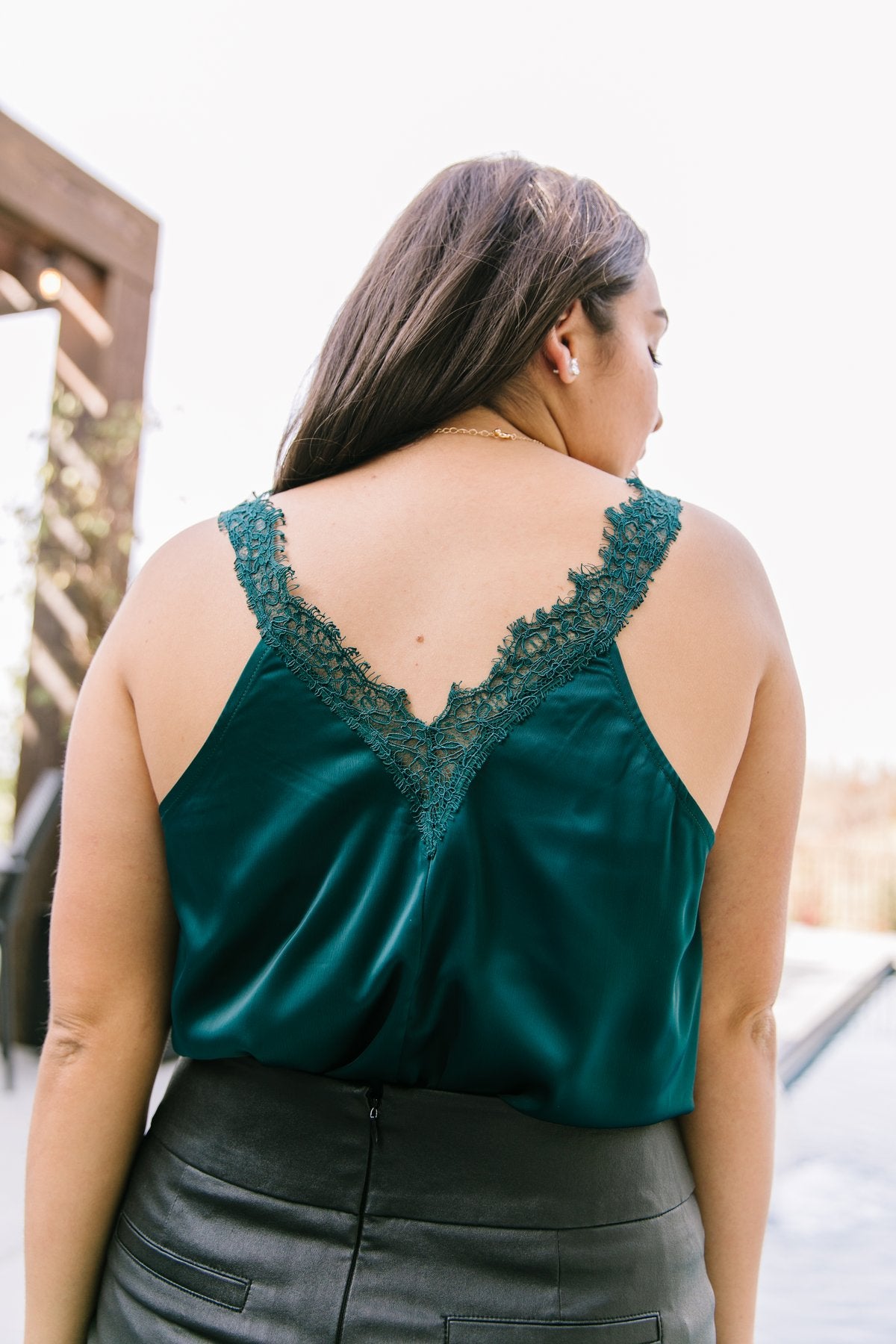 Naughty But Nice Lace Trimmed Cami in Dark Teal