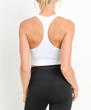 Cropped Racer Back Tank in White